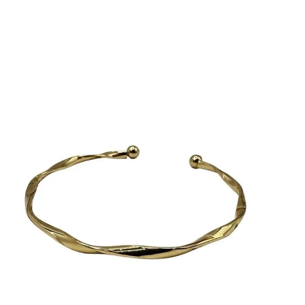 Gold tone adjustable bangle bracelet